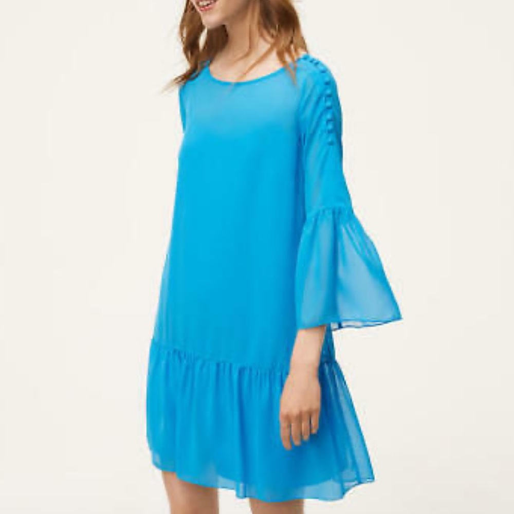 LOFT Shoulder Button Flounce Dress 4
